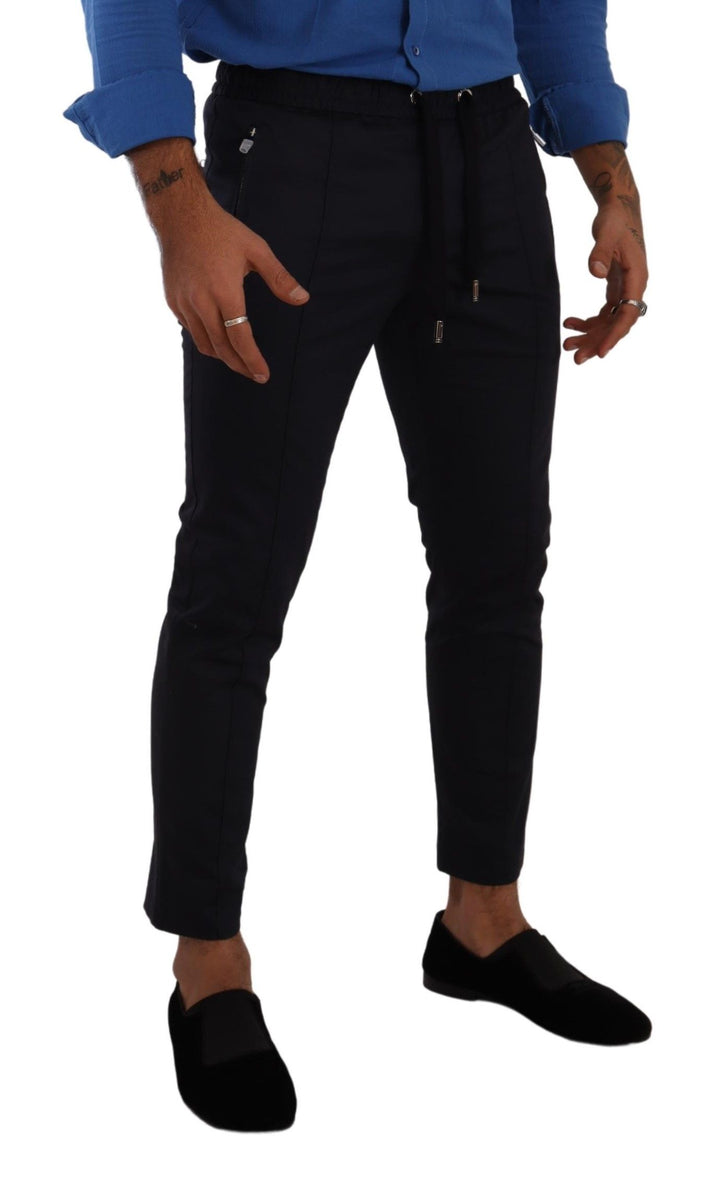 Elegant dark blue skinny jogging pants