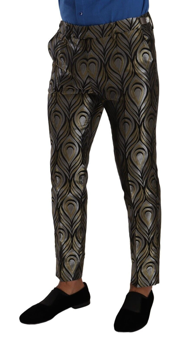 Elegant slim fit metallic dress trousers