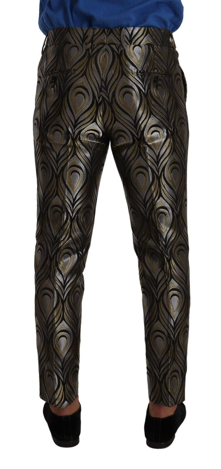 Elegant slim fit metallic dress trousers