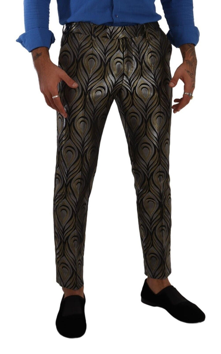 Elegant slim fit metallic dress trousers