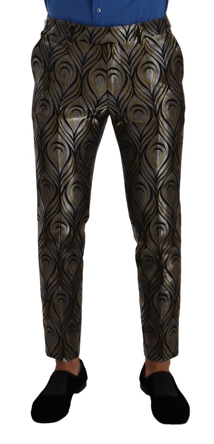 Elegant slim fit metallic dress trousers