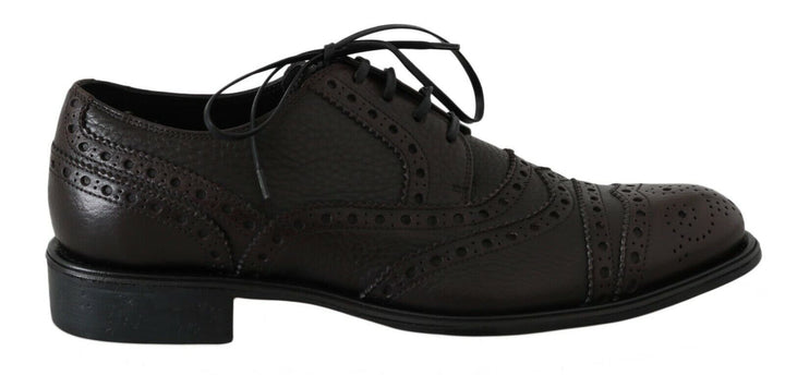 Braune Leder Wingtip Derby Formelle Schuhe