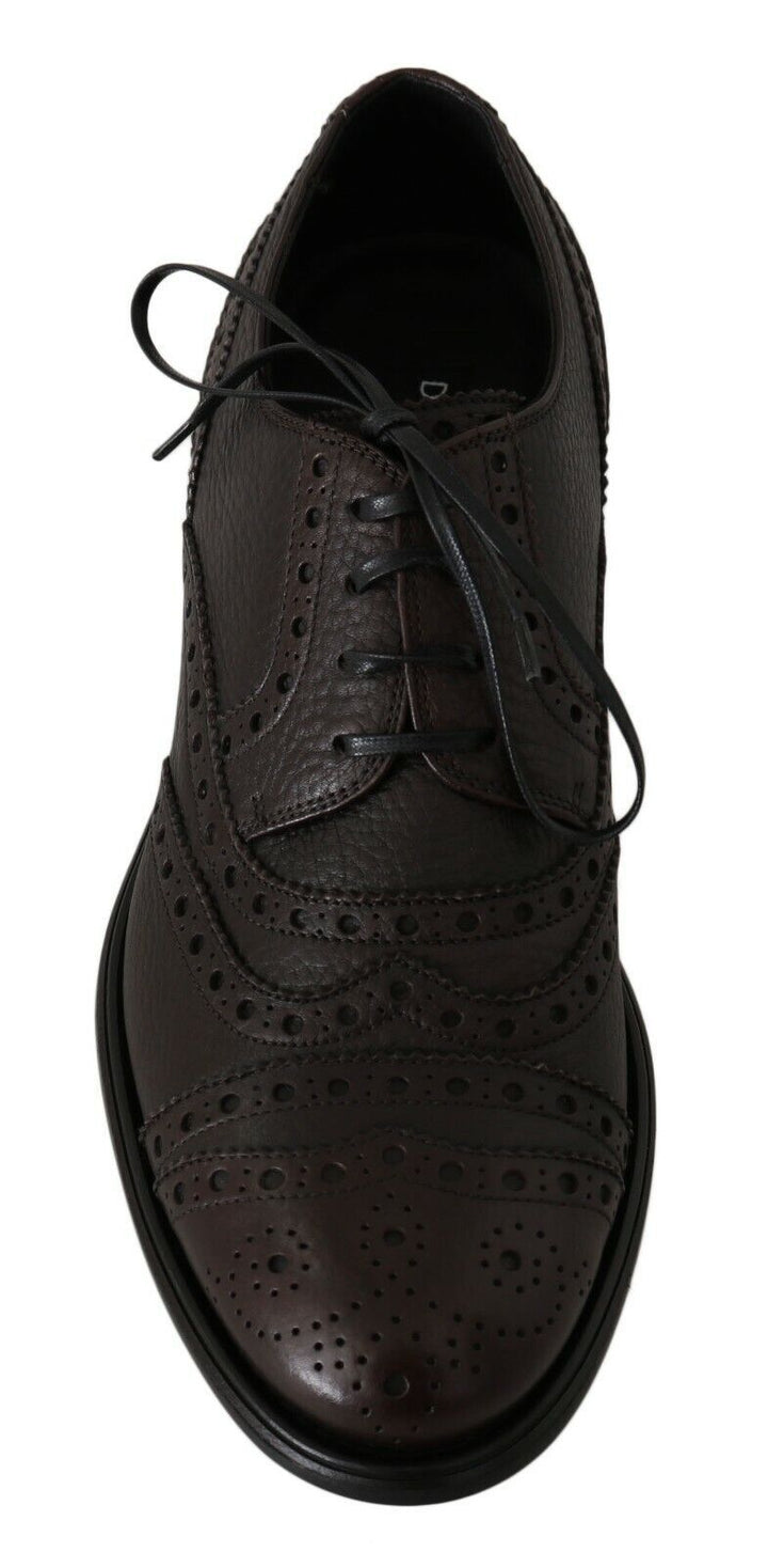Braune Leder Wingtip Derby Formelle Schuhe