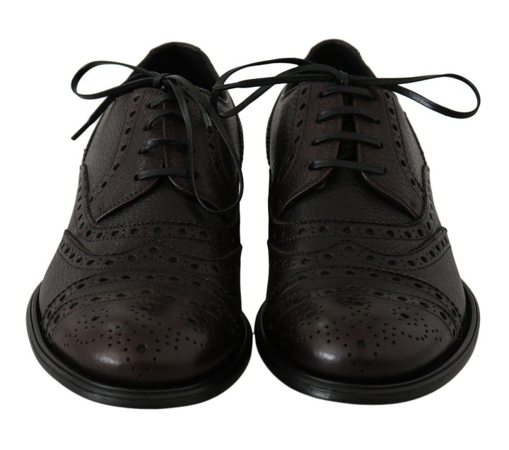 Braune Leder Wingtip Derby Formelle Schuhe