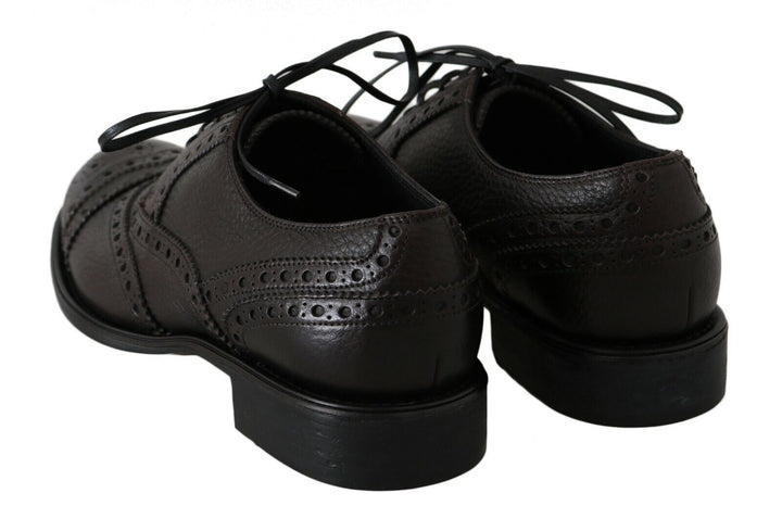 Braune Leder Wingtip Derby Formelle Schuhe