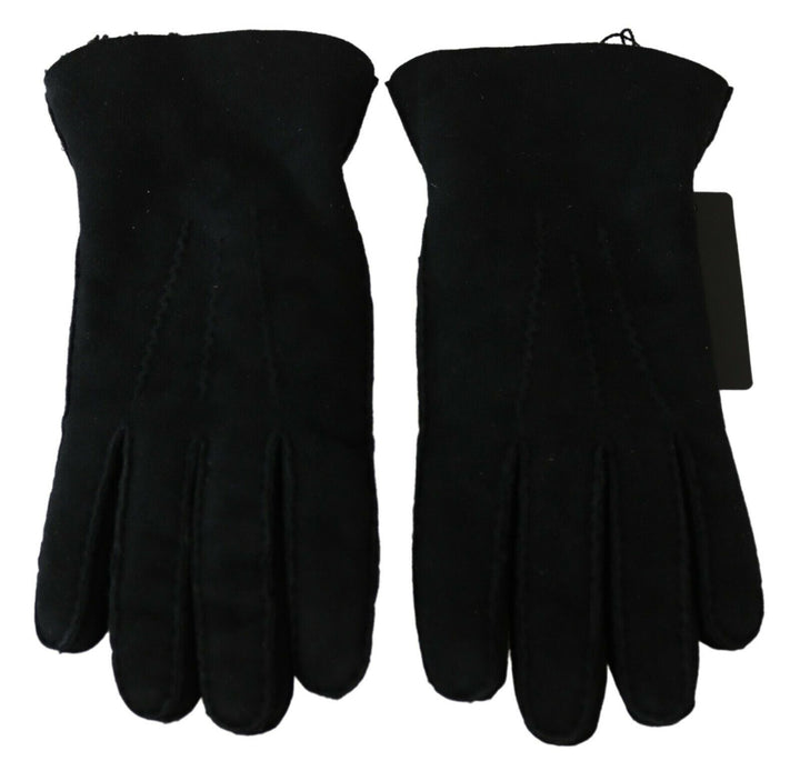 Elegant black leather biker gloves