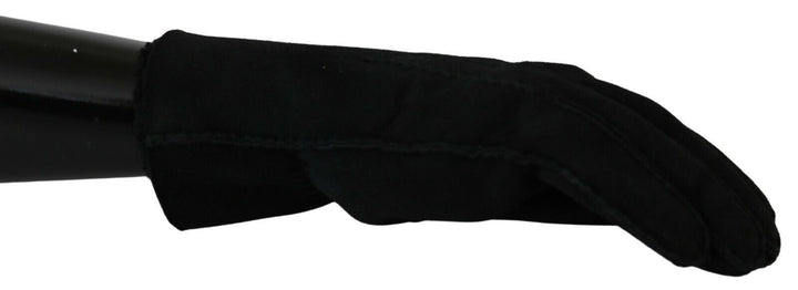 Elegant black leather biker gloves
