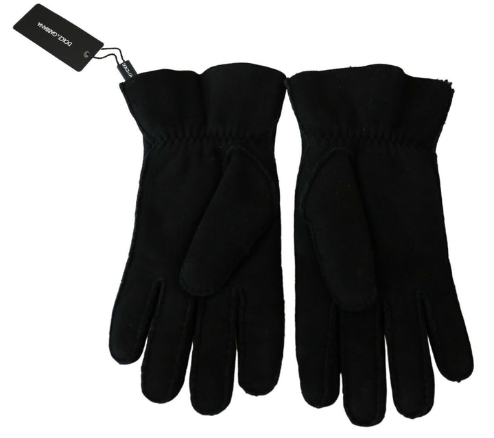 Elegant black leather biker gloves