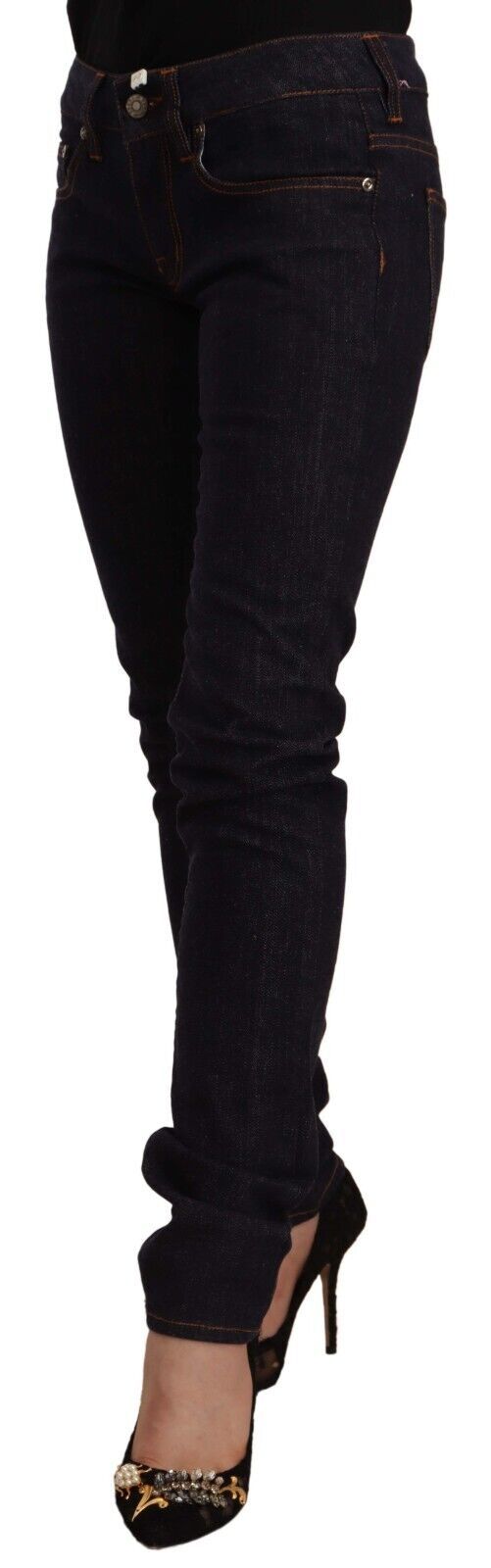 Schwarze Skinny-Jeans aus Baumwoll-Denim mit mittlerer Taille