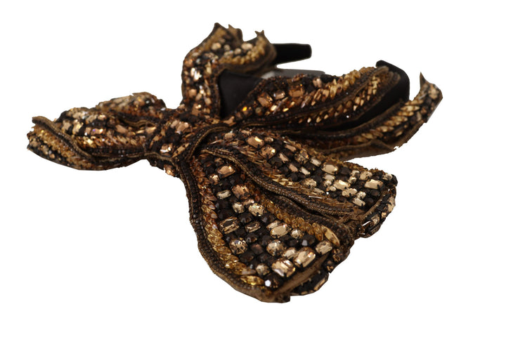 Gold Kristall Perlen Pailletten Seide Bogen Stirnband Diadem