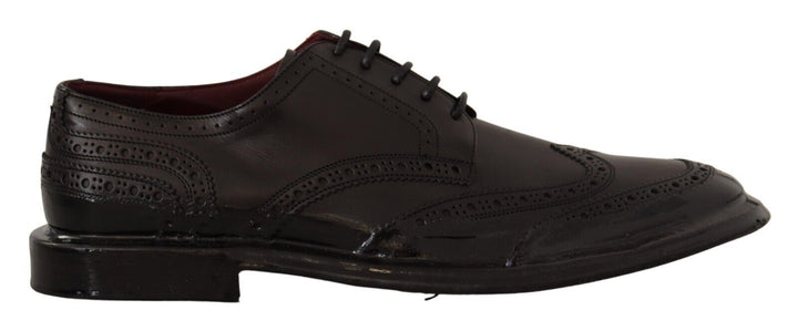 Schwarze Leder Oxford Wingtip Formelle Derby Schuhe