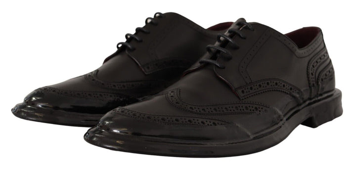 Schwarze Leder Oxford Wingtip Formelle Derby Schuhe