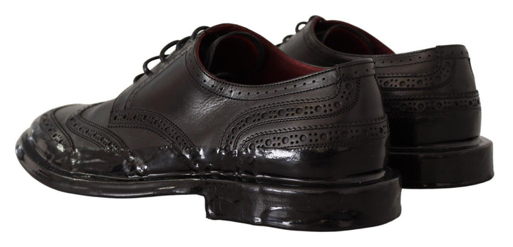 Schwarze Leder Oxford Wingtip Formelle Derby Schuhe