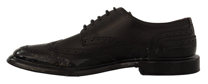 Schwarze Leder Oxford Wingtip Formelle Derby Schuhe