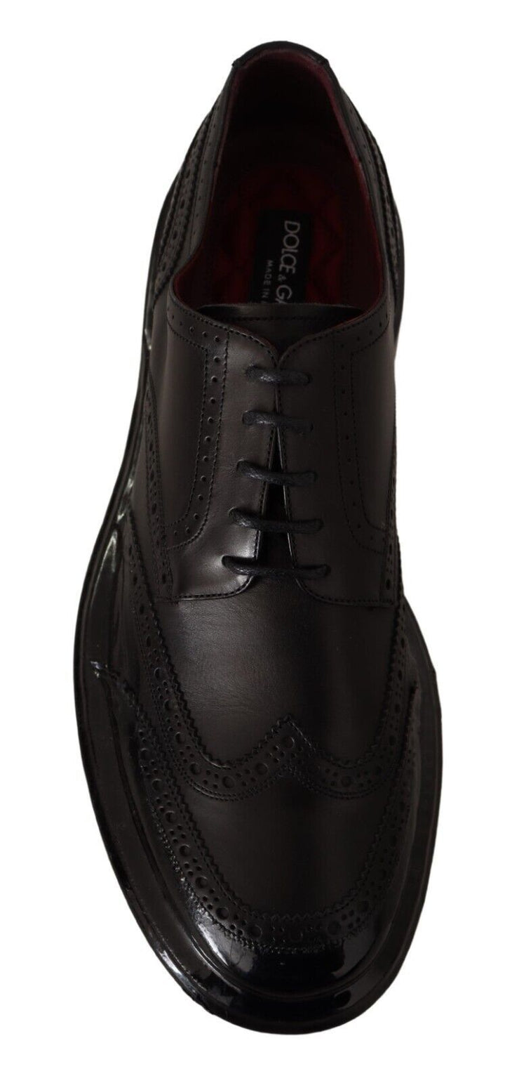Schwarze Leder Oxford Wingtip Formelle Derby Schuhe