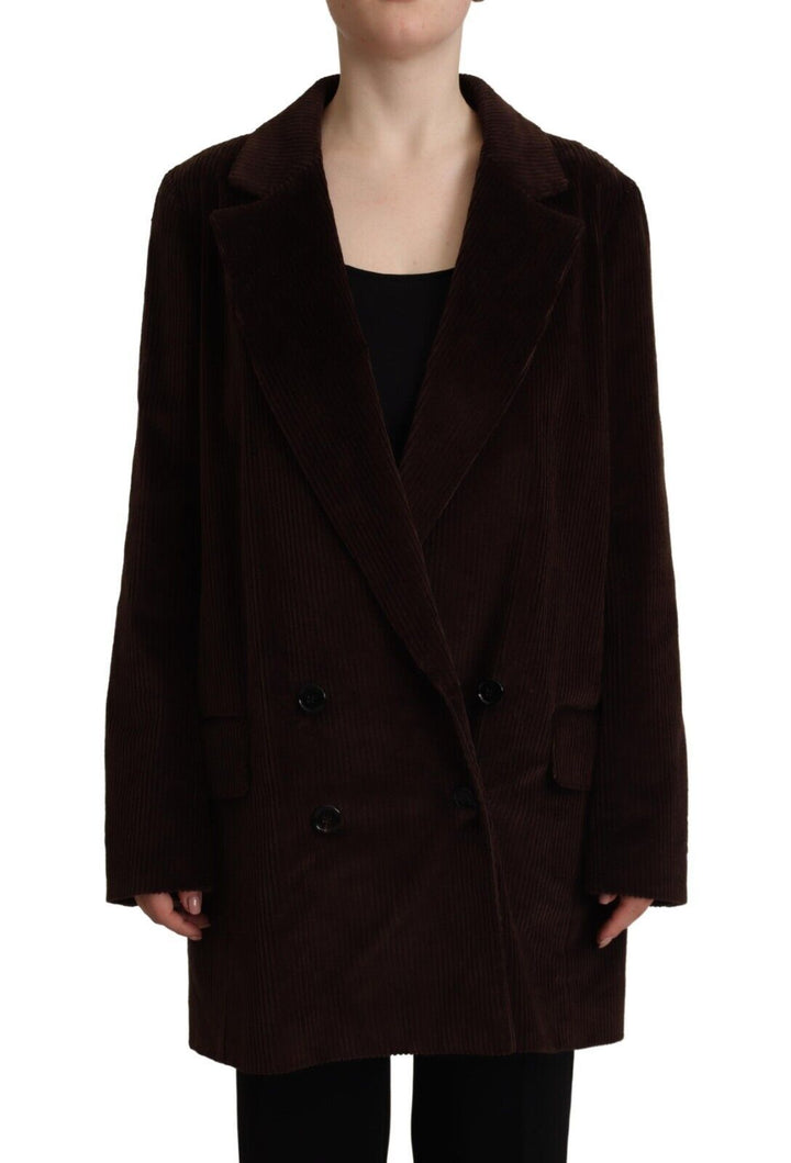 Bordeauxfarbener Cord-Baumwoll-Blazer Übergrößen-Jacke