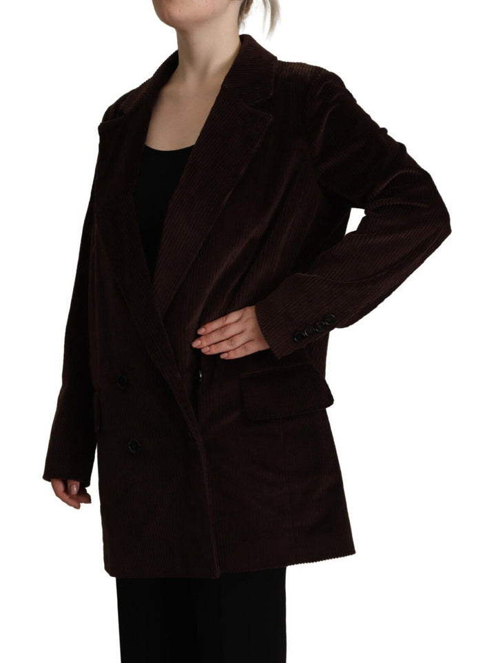 Bordeauxfarbener Cord-Baumwoll-Blazer Übergrößen-Jacke