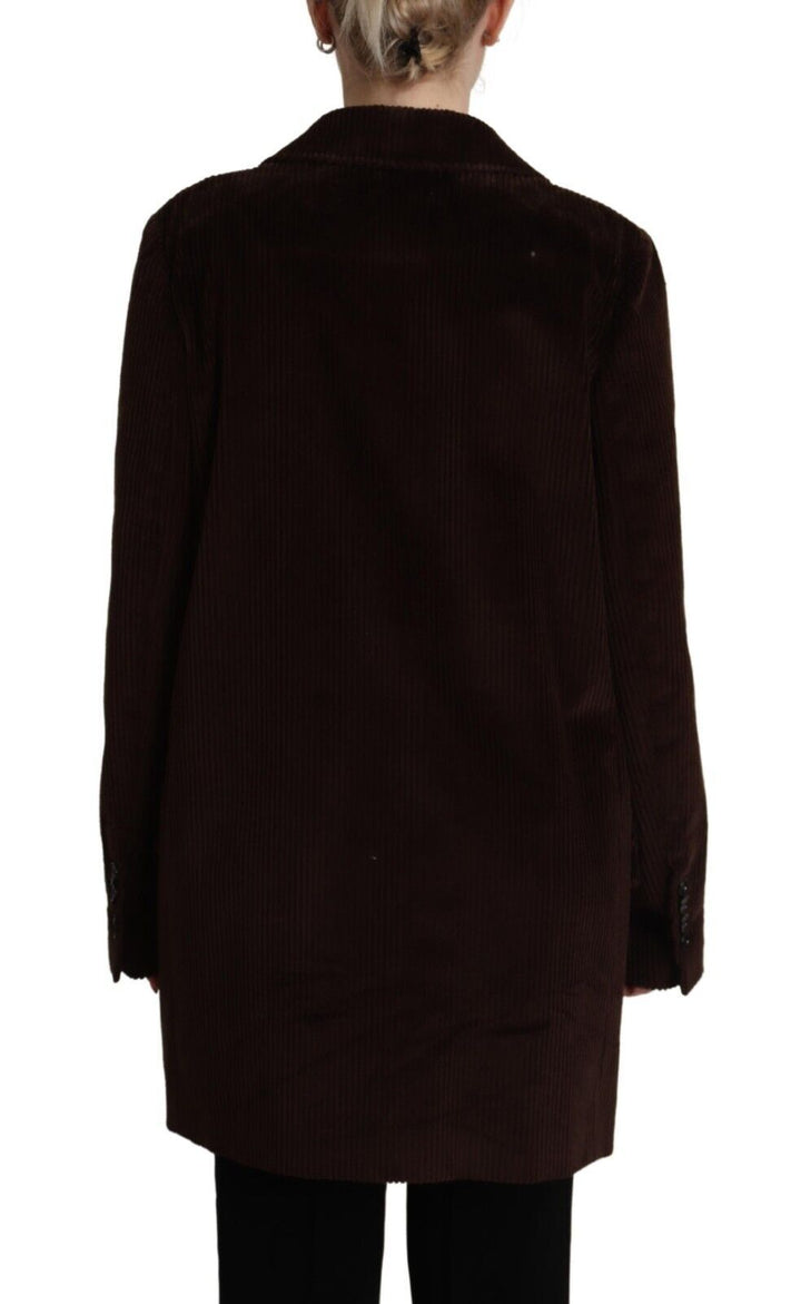 Bordeauxfarbener Cord-Baumwoll-Blazer Übergrößen-Jacke