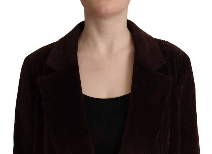 Bordeauxfarbener Cord-Baumwoll-Blazer Übergrößen-Jacke
