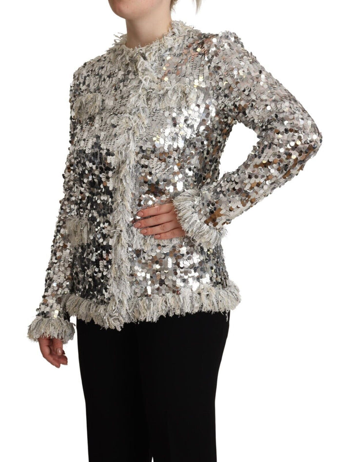 Chic silver sequin jacket coat