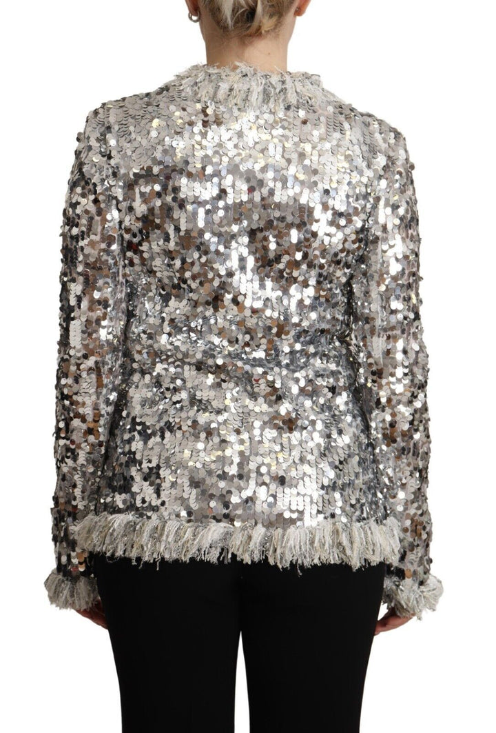 Chic silver sequin jacket coat