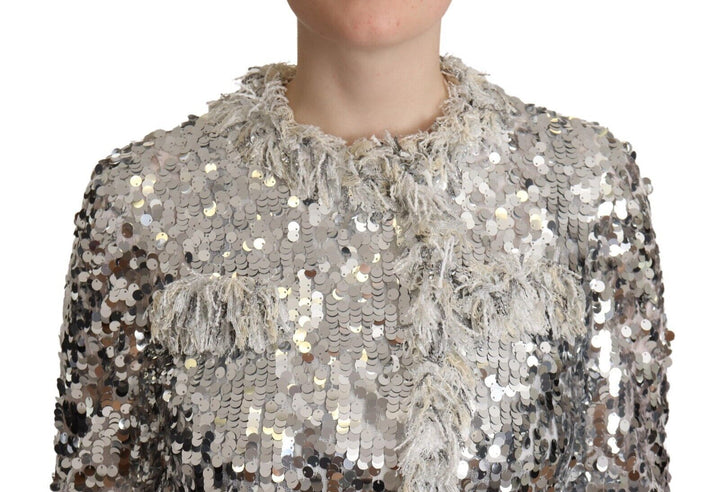 Chic silver sequin jacket coat