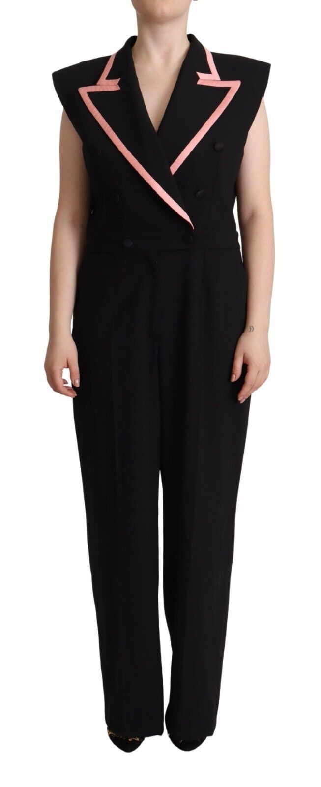 Elegant sleeveless wool blend jumpsuit