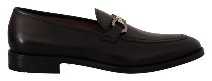 Suave Schwarz Leder Gancio Bit Loafers