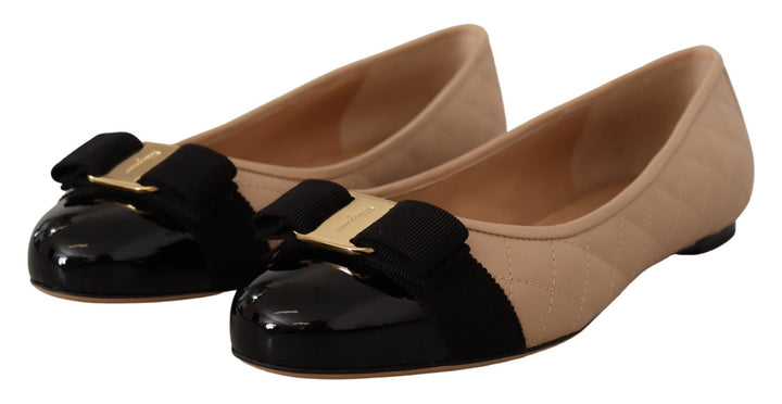 Elegante gesteppte Lederflats - schickes zweifarbiges Design