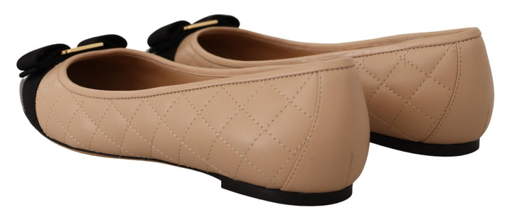 Elegante gesteppte Lederflats - schickes zweifarbiges Design