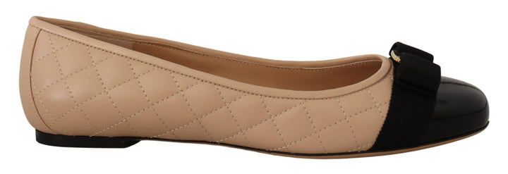 Elegante gesteppte Lederflats - schickes zweifarbiges Design