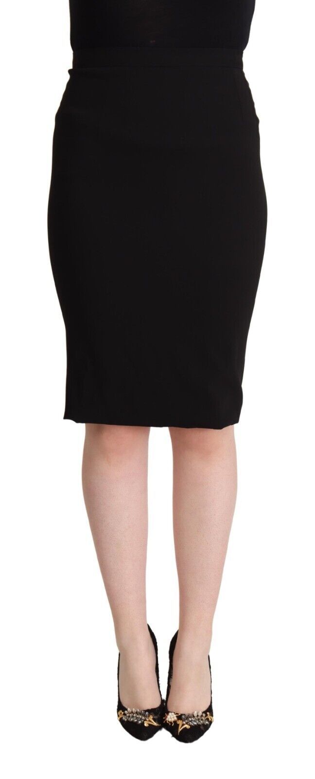 Chic high-waisted pencil skirt in black