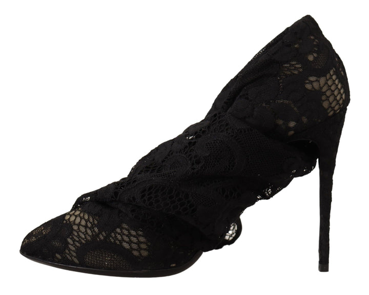 Schwarz Stretch Socken Taormina Spitze Stiefel Schuhe