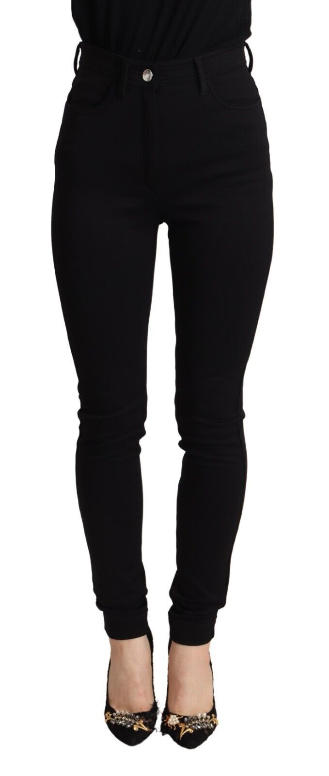 Schwarze High Waist Skinny Slim Fit Hose