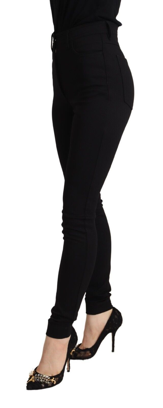 Schwarze High Waist Skinny Slim Fit Hose