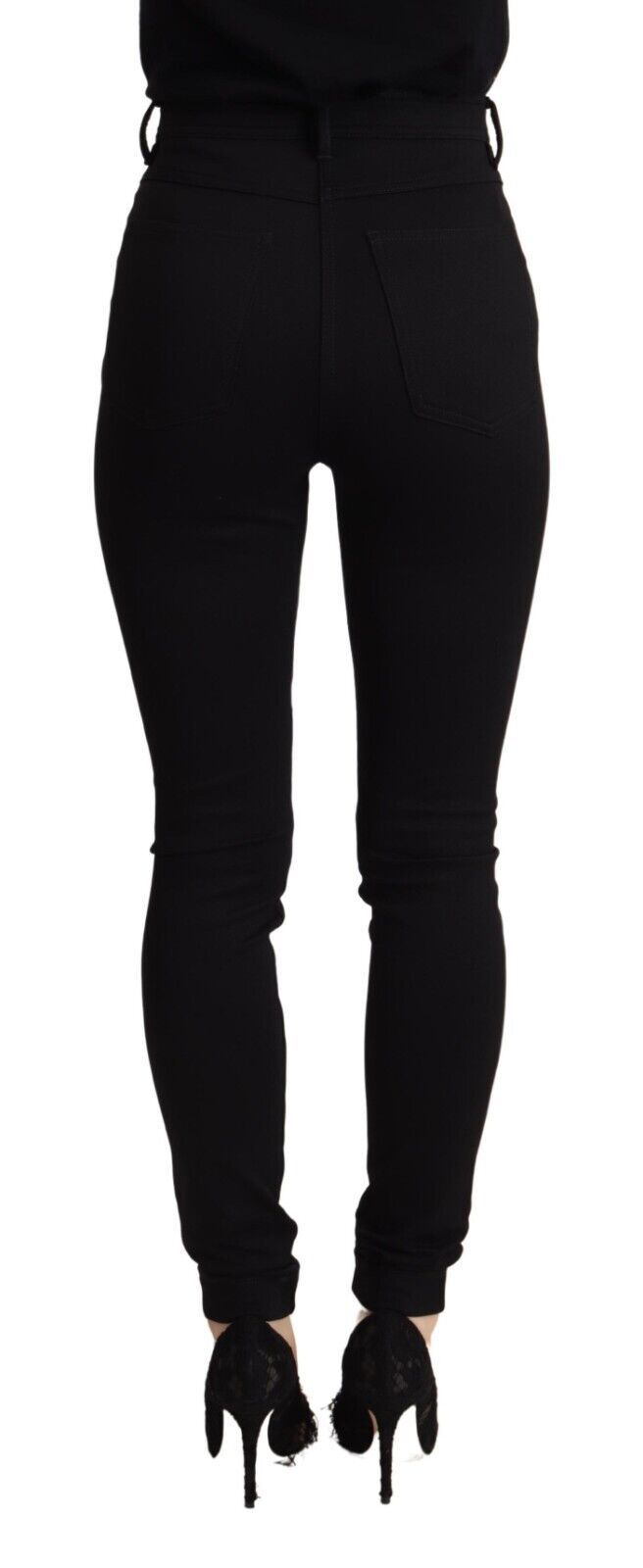 Schwarze High Waist Skinny Slim Fit Hose