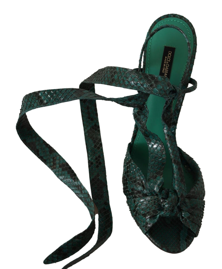 Grün Python Riemchen Sandalen Heels Schuhe