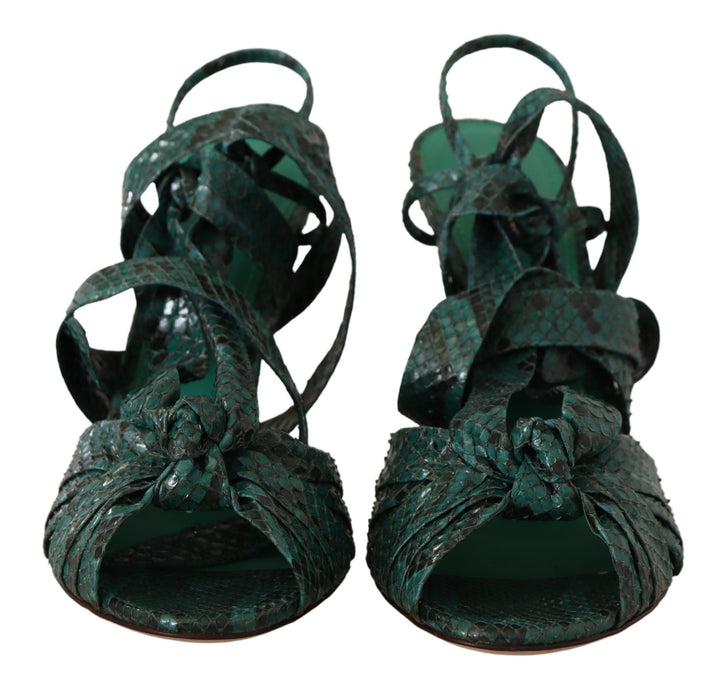 Grün Python Riemchen Sandalen Heels Schuhe