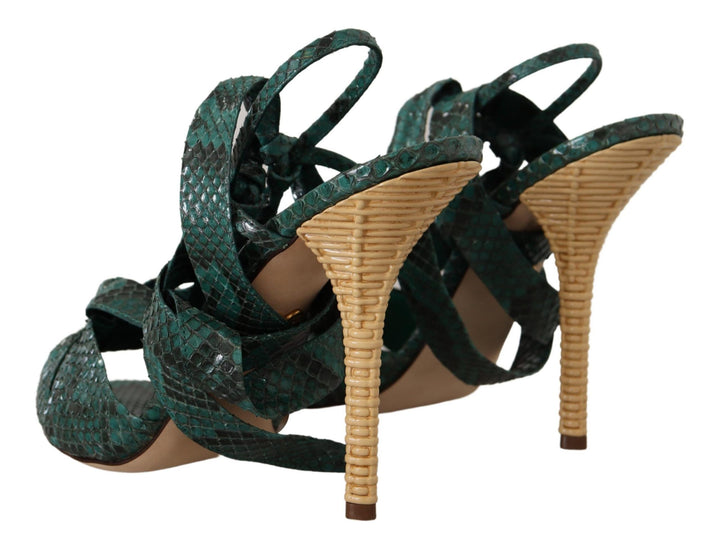 Grün Python Riemchen Sandalen Heels Schuhe