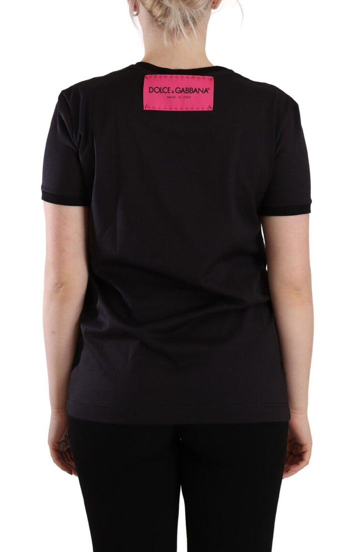 Chic black logo T-shirt with round neck