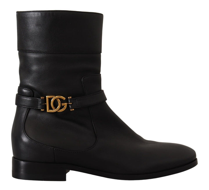 Elegant leather biker boots
