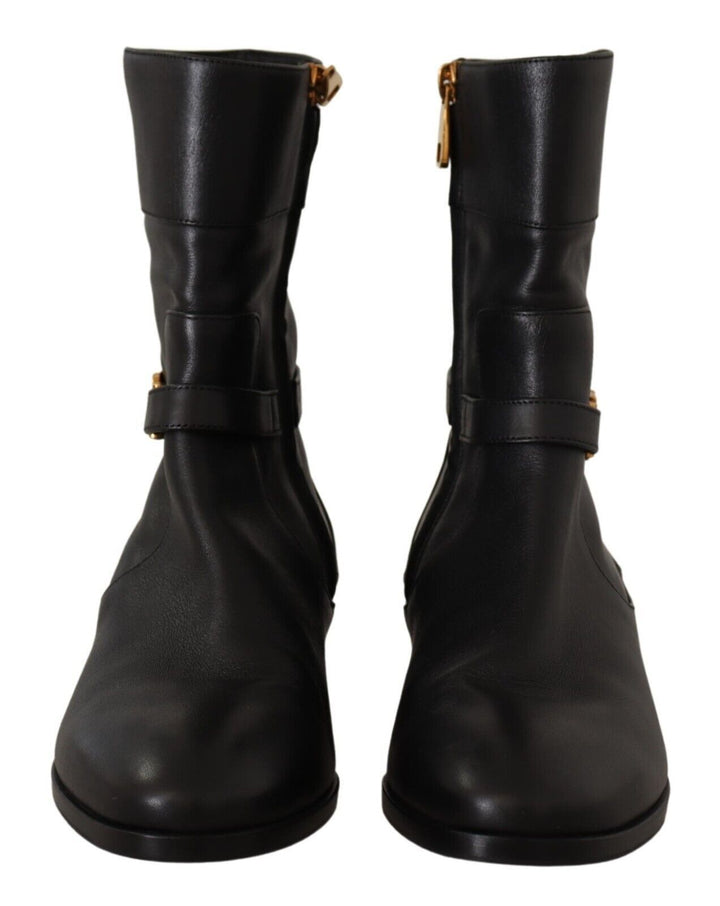Elegant leather biker boots