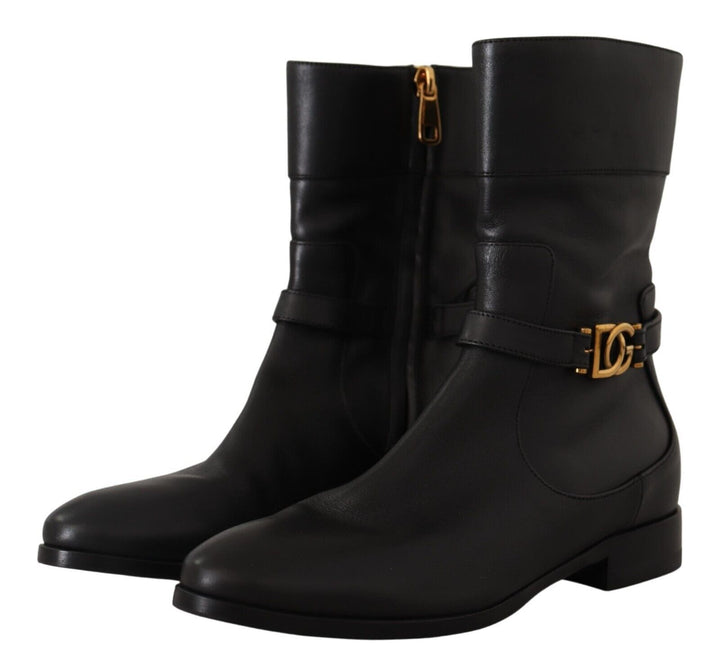 Elegant leather biker boots