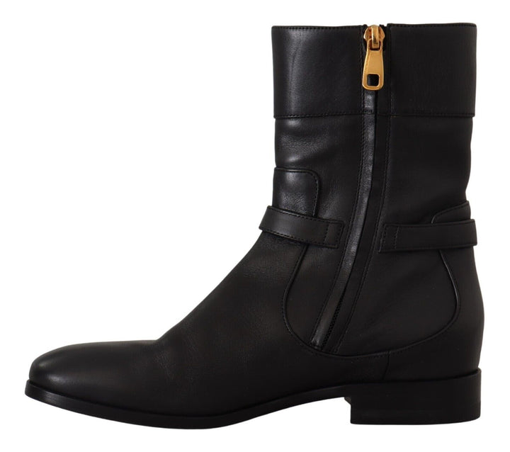 Elegant leather biker boots