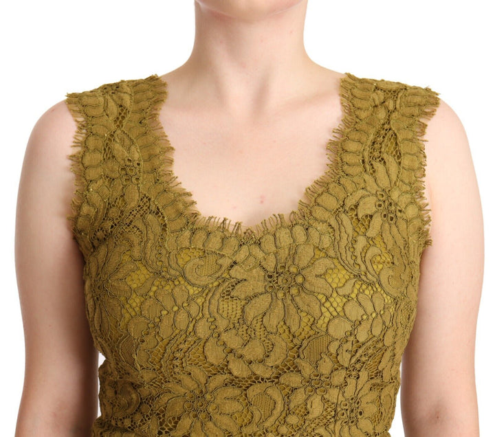 Braunes bodenlanges Maxikleid aus floraler Spitze