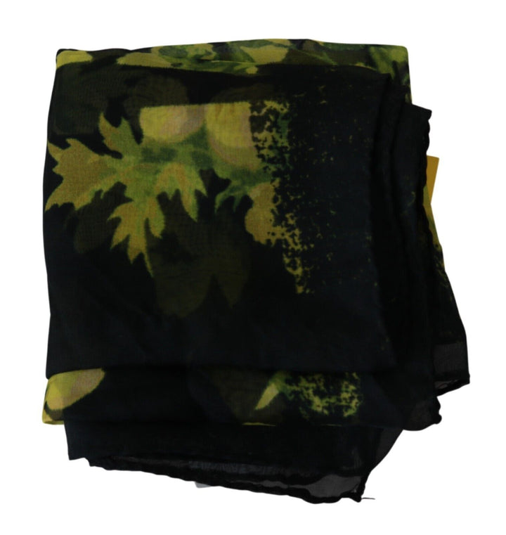 Schwarz Gelb Floral Wrap Schal Foulard Schal