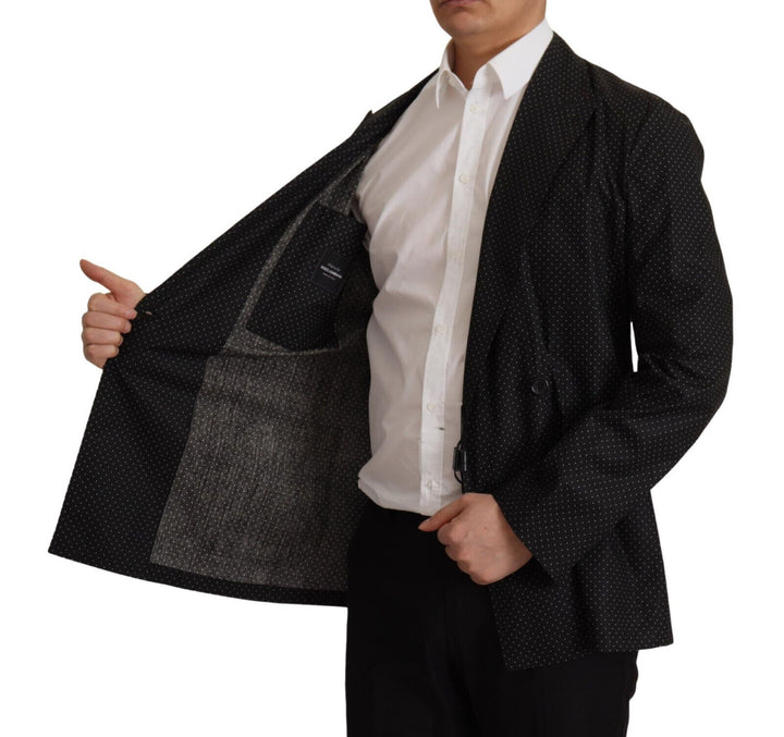 Schwarz gepunktete Blazerjacke aus Baumwolle