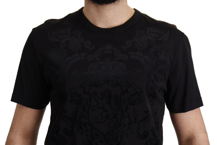 Schwarzes DG Barock-T-Shirt mit Rundhalsausschnitt aus Baumwolle