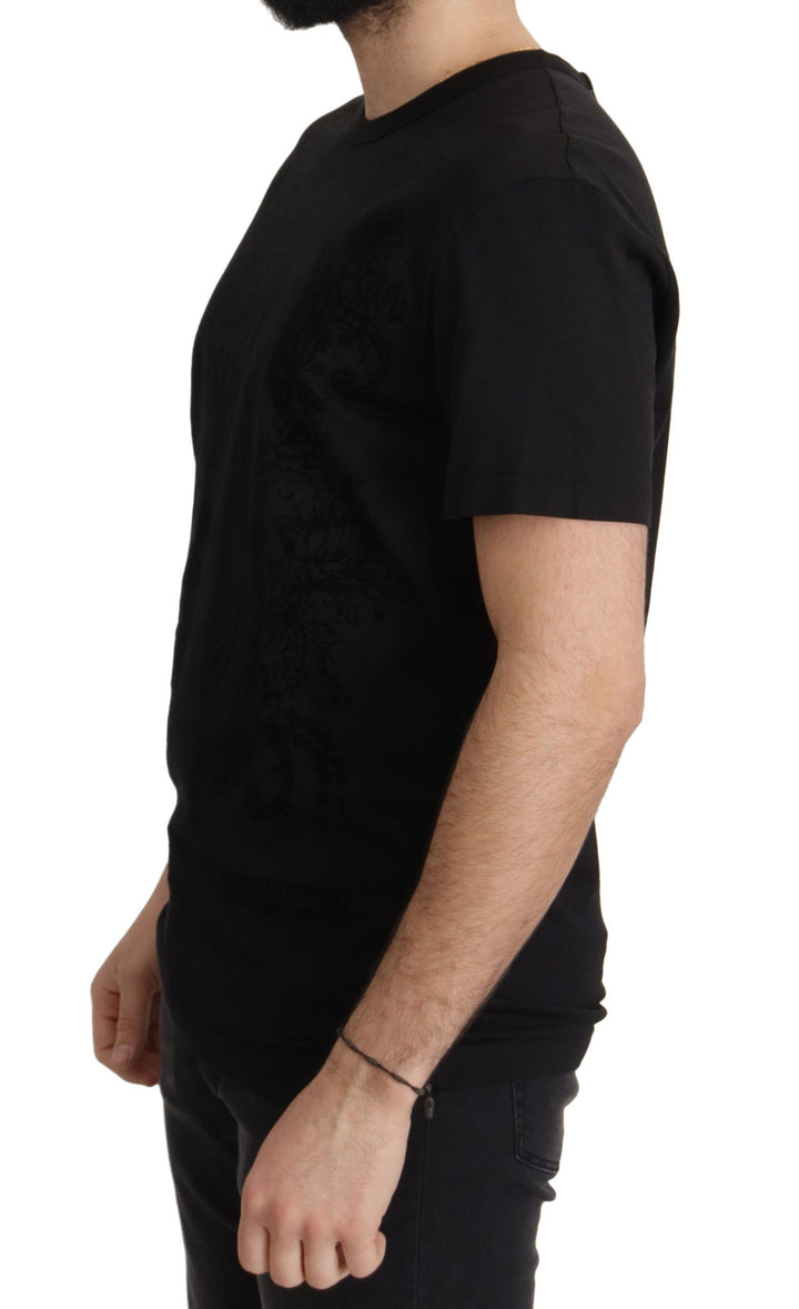 Schwarzes DG Barock-T-Shirt mit Rundhalsausschnitt aus Baumwolle