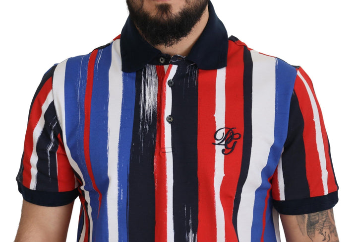Elegant striped cotton polo T-shirt